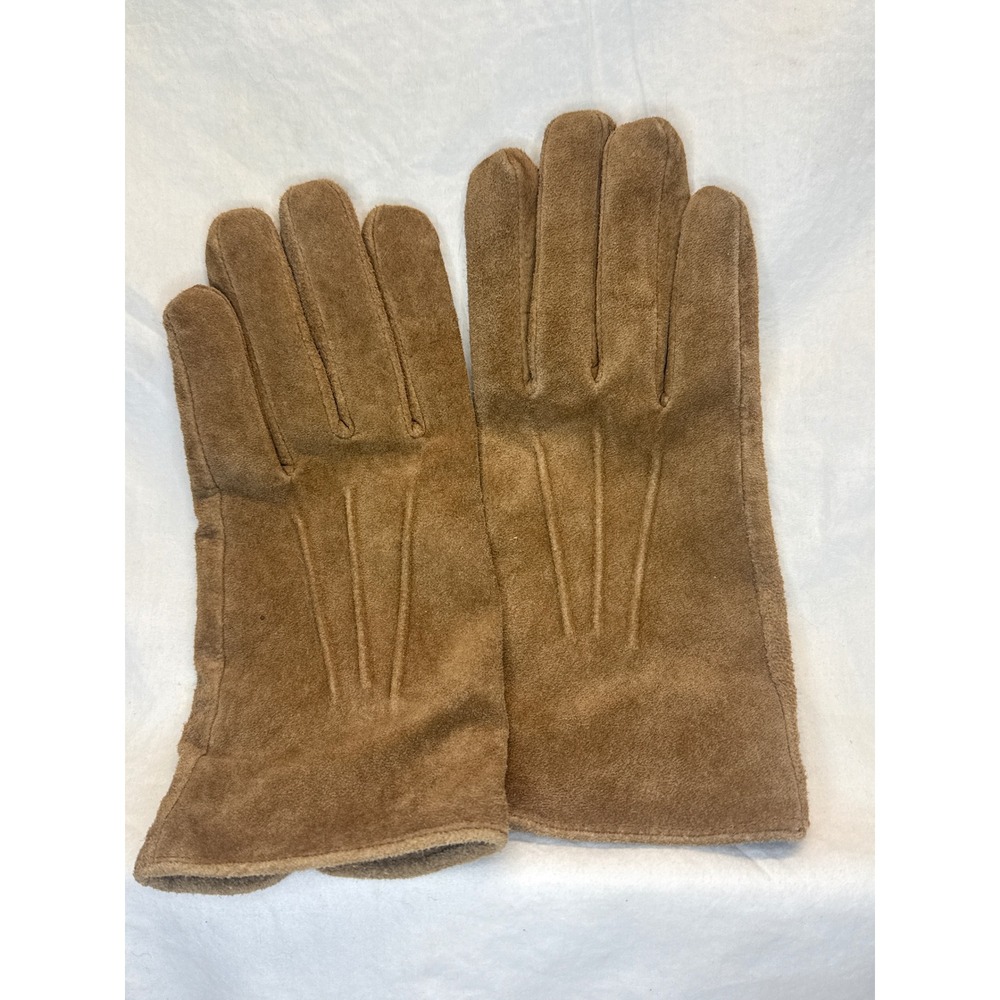 Genuine Pig Suede Leather Gloves Tan Brown Mens Size Medium Style 88316